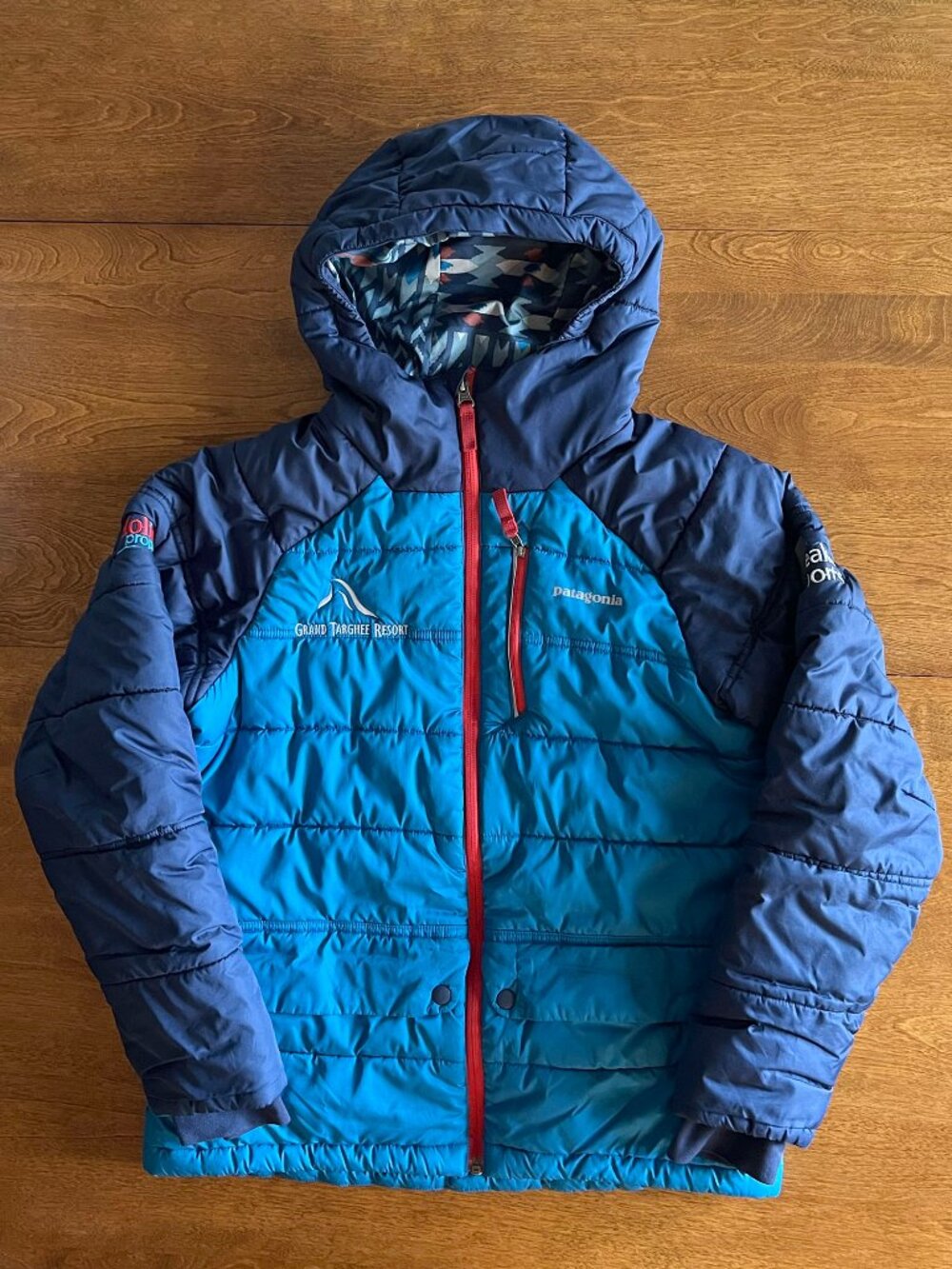 Patagonia hooded coat with ski embroidery L 12